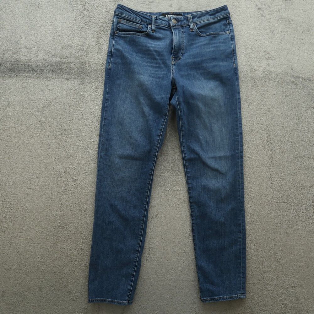 Express Jeans Mens Size 32x34 (32x32 Real) Blue Slim Straight Stretch Denim
